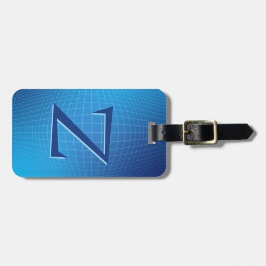 Étiquette À Bagage Modifier les lignes géométriques initiales, bleu d (Devant horizontal)