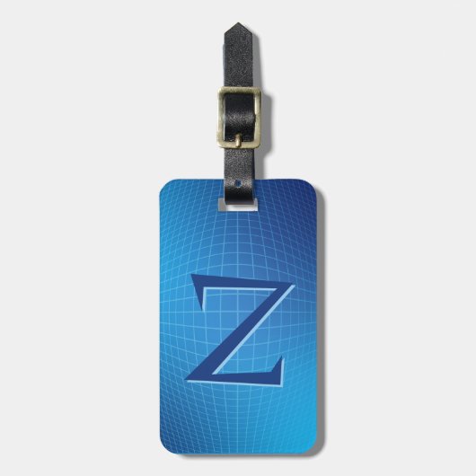 Étiquette À Bagage Modifier les lignes géométriques initiales, bleu d (Devant Vertical)