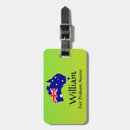 Étiquette À Bagage Modifier tout le texte, Dinkum clair Aussie Drapea (Devant Vertical)