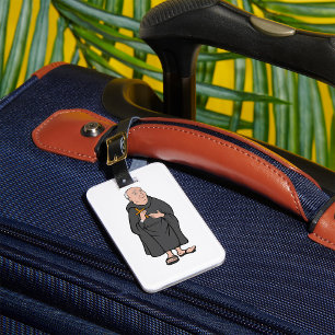Étiquette À Bagage Moine tenant une croix en robe médiévale religieus