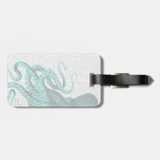 Étiquette À Bagage Moitié verte pieuvre (Dos horizontal)