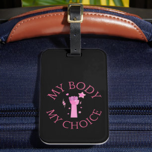 Étiquette À Bagage Mon corps Mon choix rose poing féministe