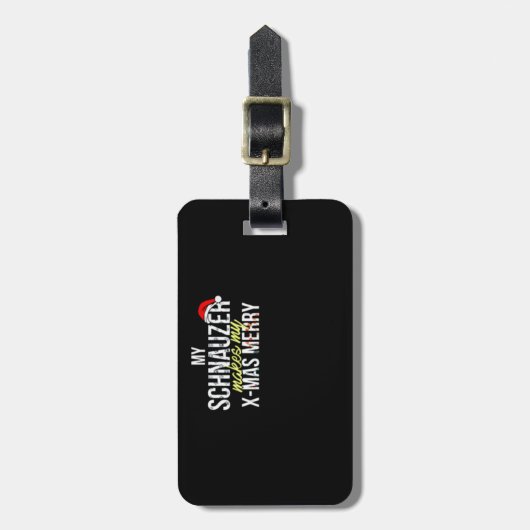 Étiquette À Bagage Mon Schnauzer rend mes Noël joyeux (Devant Vertical)