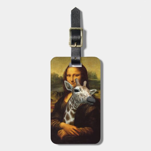 Étiquette À Bagage Mona Lisa aime les girafes (Devant Vertical)