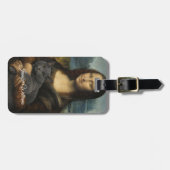 Étiquette À Bagage Mona Lisa Holding Elegant Gray Cat (Devant horizontal)