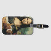 Étiquette À Bagage Mona Lisa tient un chat (Devant Horizontal)