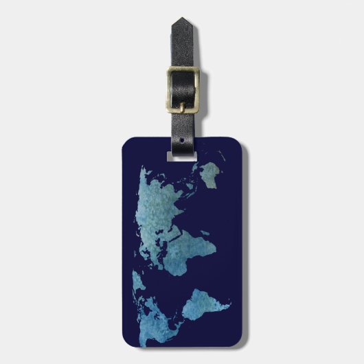 Étiquette À Bagage Monde bleu cool (Devant Vertical)