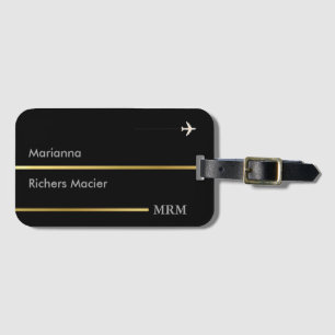 Étiquette À Bagage monde voyage personnalisé noir
