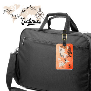 Étiquette À Bagage Monde Voyageur Carte personnalisée Monogramme