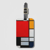 Étiquette À Bagage Mondrian - Composition avec un grand plan rouge (Devant Vertical)