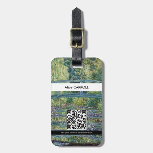 Étiquette À Bagage Monet - Nymphéa, Harmonie verte - Code QR (Devant Vertical)