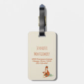 Étiquette À Bagage Monma Fox et bébé aquarelle Illustration personnal (Dos Vertical)