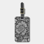 Étiquette À Bagage Monochrome Vintage Floral Pattern (Devant Vertical)