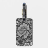 Étiquette À Bagage Monochrome Vintage Floral Pattern (Dos Vertical)