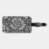 Étiquette À Bagage Monochrome Vintage Floral Pattern (Dos horizontal)