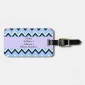 Étiquette À Bagage Monogram Blue et Lilac Chevron Motif (Devant horizontal)