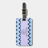 Étiquette À Bagage Monogram Blue et Lilac Chevron Motif (Devant Vertical)