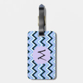 Étiquette À Bagage Monogram Blue et Lilac Chevron Motif (Dos Vertical)