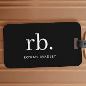 Étiquette À Bagage Monogram Classic Elegant Minimum Black and White