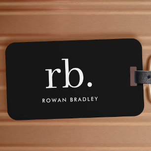 Étiquette À Bagage Monogram Classic Elegant Minimum Black and White