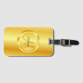 Étiquette À Bagage Monogram Faux Gold Elégant Moderne Modèle tendance (Devant Horizontal)