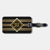 Étiquette À Bagage Monogram Faux Gold Geometric BLACK (Dos horizontal)