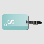 Étiquette À Bagage Monogram Girly Mint Green Heart Simple Modern Chic (Devant Horizontal)