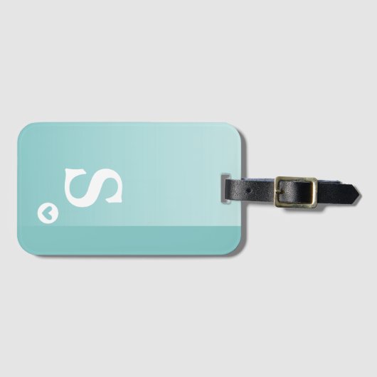 Étiquette À Bagage Monogram Girly Mint Green Heart Simple Modern Chic (Devant Horizontal)