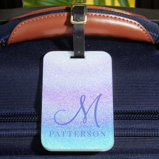 Étiquette À Bagage Monogram Girly Parties scintillant Chic Sparkle No (Insitu Rectoal 2)