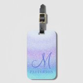 Étiquette À Bagage Monogram Girly Parties scintillant Chic Sparkle No (Devant Vertical)