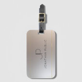 Étiquette À Bagage Monogram Gold Argent Look Elegant Modèle moderne (Devant Vertical)