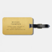Étiquette À Bagage Monogram Gold Brushed Metallic Elegant (Dos horizontal)