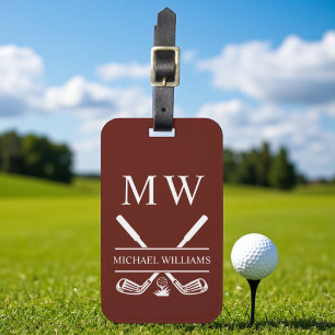 Étiquette À Bagage Monogram Golf Clubs Bourgogne Personnalisé