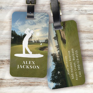 Étiquette À Bagage Monogram Golfer Ajouter votre logo
