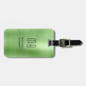 Étiquette À Bagage Monogram Green Métal Brossé (Devant horizontal)