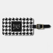 Étiquette À Bagage Monogram Houndstooth Pattern Black & White (Devant horizontal)
