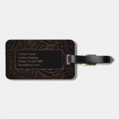 Étiquette À Bagage Monogram Initial Dark Floral Golden Salmon (Dos horizontal)