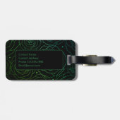 Étiquette À Bagage Monogram Initial Dark Floral Rose Green Blue (Dos horizontal)