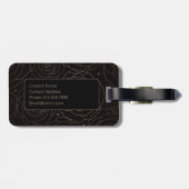 Étiquette À Bagage Monogram Initial Dark Floral Rose Neutral Gradient (Dos horizontal)