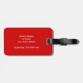 Étiquette À Bagage Monogram initial de Red White Framed (Dos horizontal)