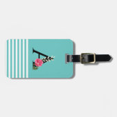 Étiquette À Bagage Monogram Initial Letter A dans le rose blanc (Devant horizontal)