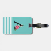 Étiquette À Bagage Monogram Initial Letter A dans le rose blanc (Dos horizontal)