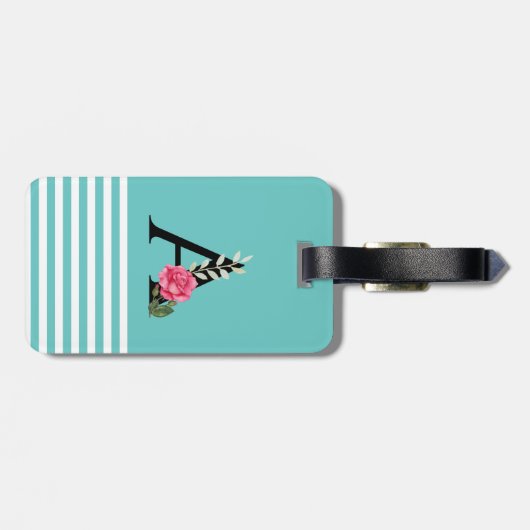 Étiquette À Bagage Monogram Initial Letter A dans le rose blanc (Dos horizontal)