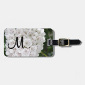 Étiquette À Bagage Monogram Laurier de montagne blanc Floral (Devant horizontal)
