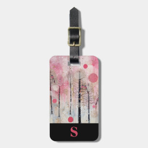 Étiquette À Bagage Monogram Magic Rose Hiver Oiseau Chanteur Sanctuai