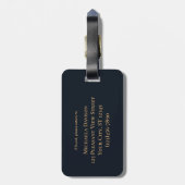 Étiquette À Bagage Monogram Marine Blue Gold Agate Géode élégant (Dos Vertical)