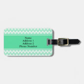 Étiquette À Bagage Monogram Mint Green et White Chevron Motif (Devant horizontal)