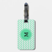 Étiquette À Bagage Monogram Mint Green et White Chevron Motif (Dos Vertical)