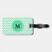 Étiquette À Bagage Monogram Mint Green et White Chevron Motif (Dos horizontal)