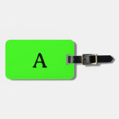 Étiquette À Bagage Monogram Neon Green Script Mariage Cadeau Favorise (Devant horizontal)
